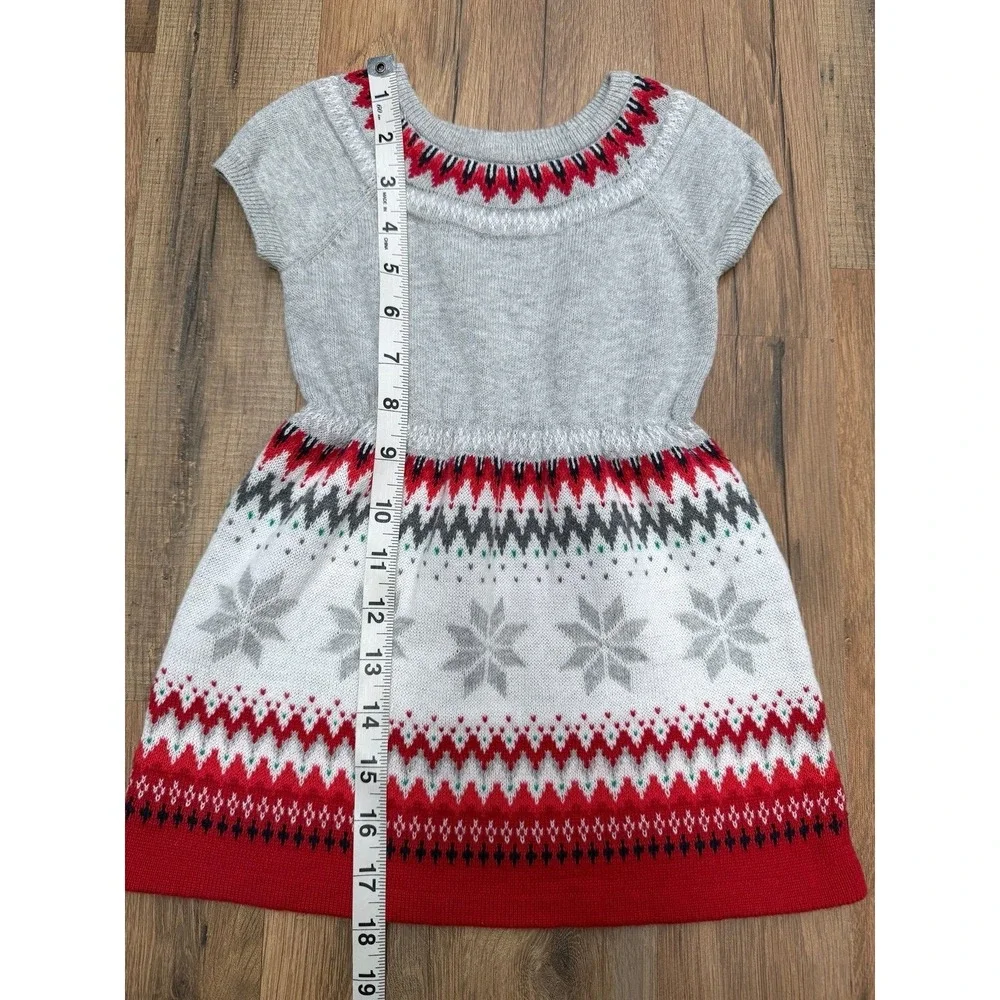 Gymboree Fair Isle Sweater Dress 12–18M Gray Red Holiday‎ Winter Knit